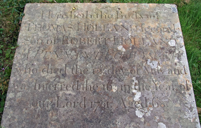 Gravestone of Thomas Holland 1781
